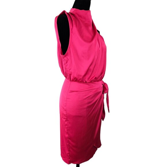 Zesica Womens Hot Pink Halter Neck Mini Dress Waist Tie Size Small Party Sexy - Picture 5 of 13